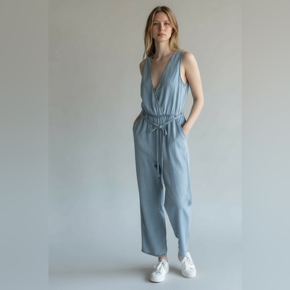 Altar'd State Pants - Altar’d State Chambray Tencel Jumpsuit Small Sleeveless Tie Waist
